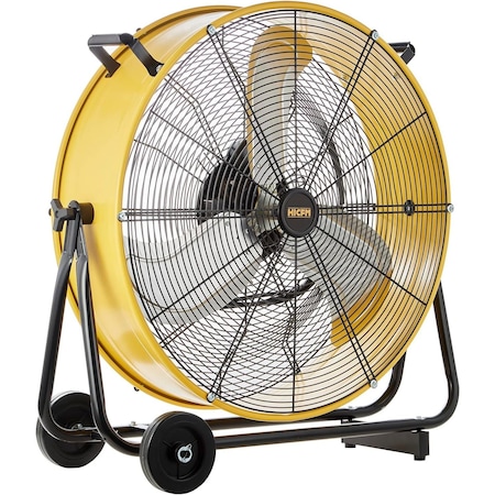 Edendirect 24in 3-Speed Portable High Velocity Drum Fan, Yellow, 1/3 HP, Turbo Blade, Low Noise IR-FAN7804